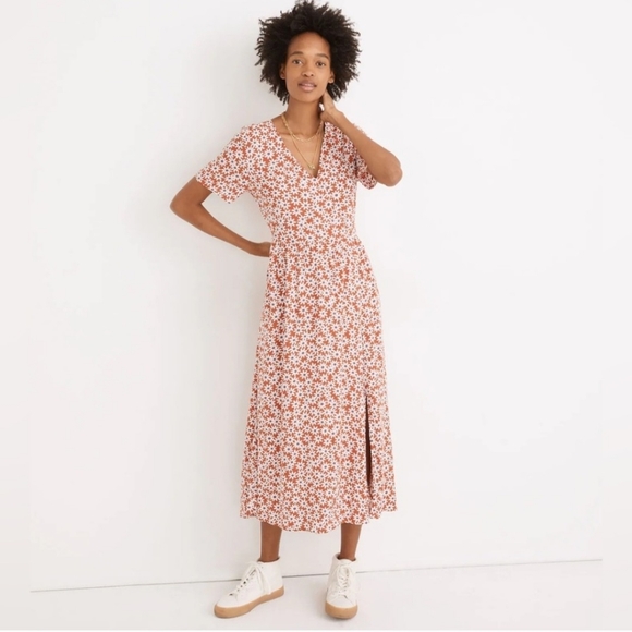 Madewell Clara Midi Dress in Russet Daisy - Picture 2 of 7